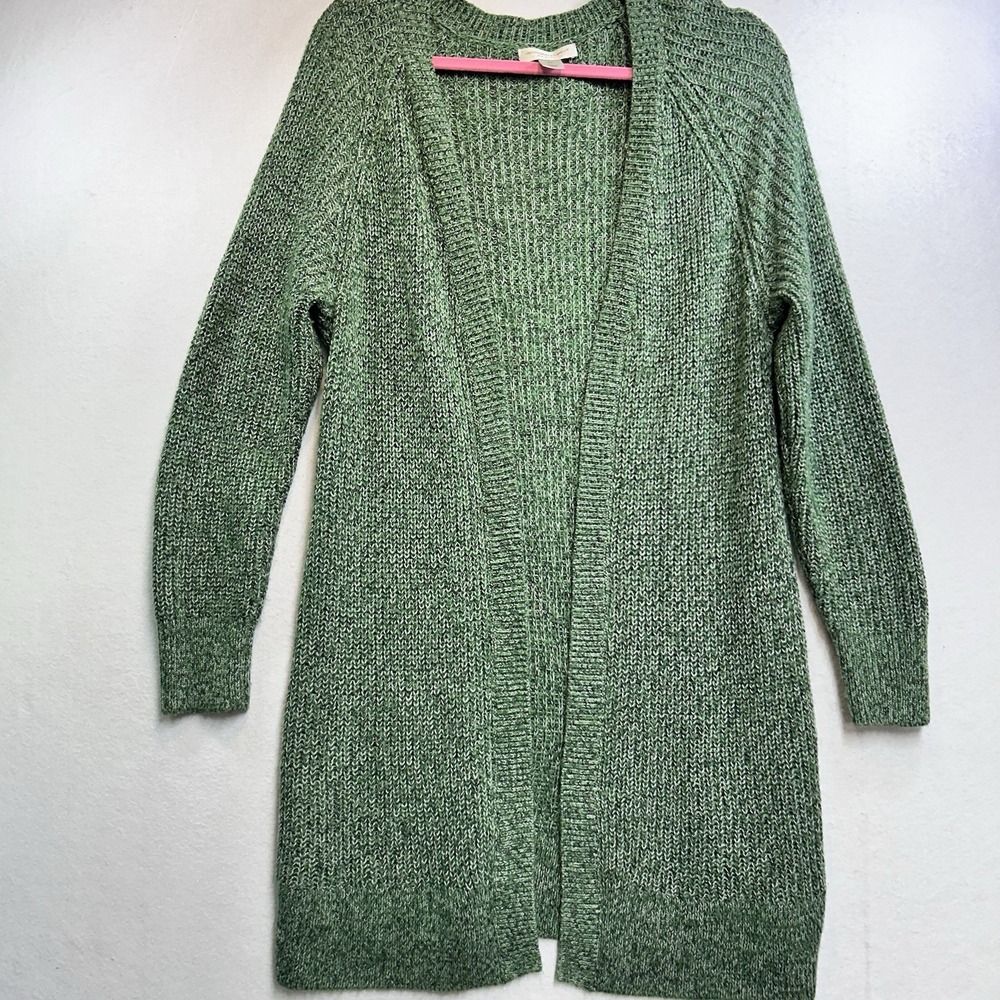 Christopher &Banks Long Cardigan Sweater Open Front Green Large‎